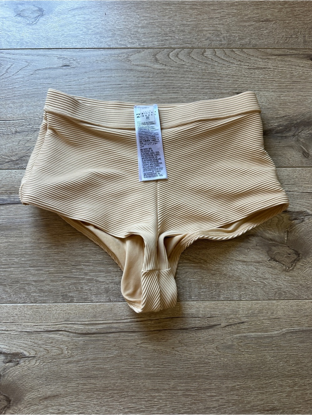 Billabong Ribbed High-Waist Women’s Bikini Shorts in Beige